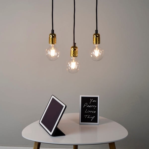 Melna trīsviru griestu lampa ar zelta detaļām Sotto Luce Uno-image-1