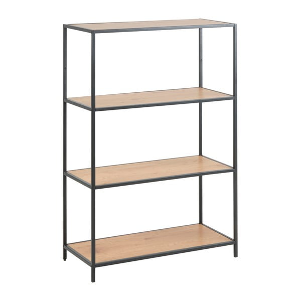 Melns/dabīga toņa grāmatplaukts ar ozolkoka imitāciju 77x114 cm Seaford – Actona-image-2