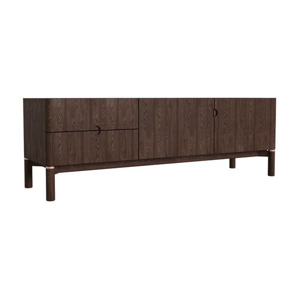 Tumši brūns TV galdiņš ar ozolkoka imitāciju 160x55 cm Arun – Unique Furniture