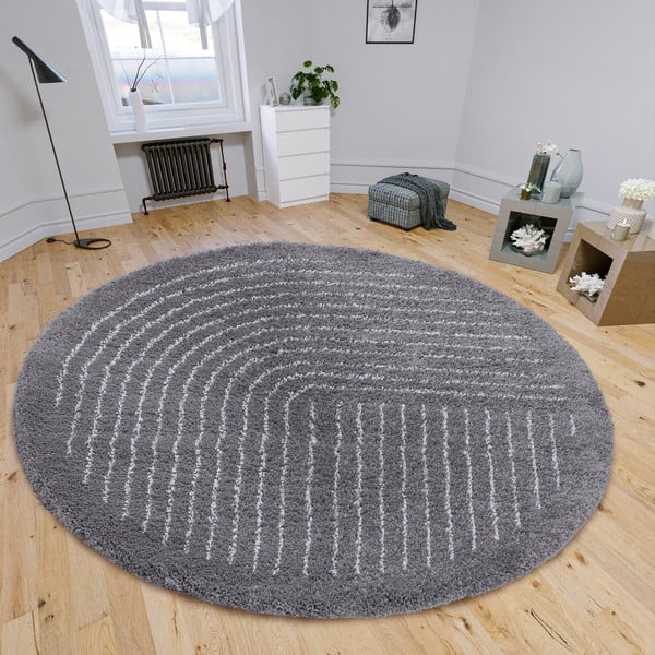 Tumši pelēks apaļš paklājs ø 120 cm Dion – Hanse Home-image-1