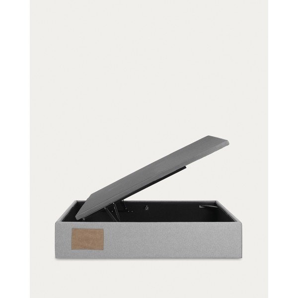 Pelēka polsterēta vienvietīga gulta ar veļas kasti 90x190 cm Matters – Kave Home-image-3