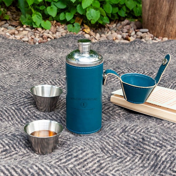 Tumši zils nerūsējošā tērauda blašķes un glāzīšu komplekts (3 gab.) 220 ml Spirit of Adventure – Rex London-image-1