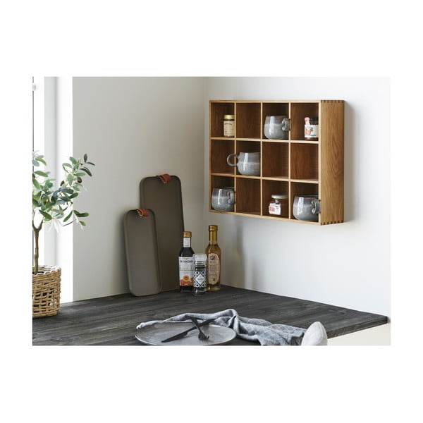 Dabīga toņa daudzlīmeņu sienas plaukts ar ozolkoka imitāciju 11 cm Soria – House Nordic-image-1