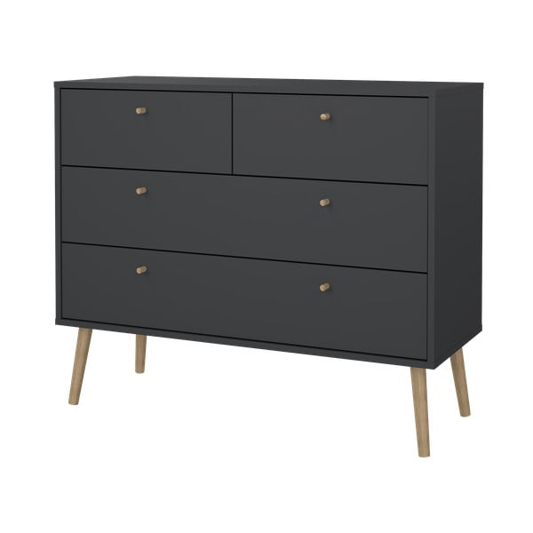 Antracīta pelēka zema kumode 99x82 cm Bodo – Tvilum-image-4