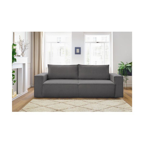 Tumši pelēks velveta salokāms dīvāns 245 cm Nihad – Bobochic Paris-image-1