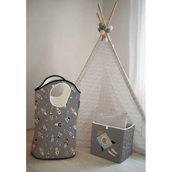 Pelēka auduma uzglabāšanas kaste bērniem Cosmos - Butter Kings-image-1