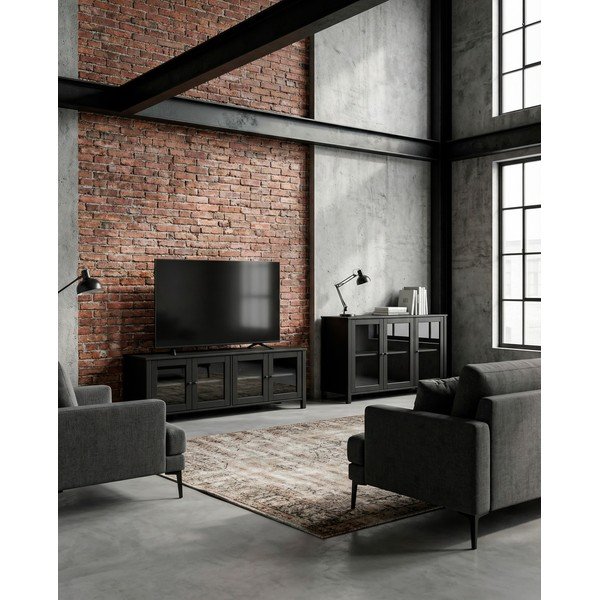 Melna priedes masīvkoka vitrīna 142x80x40 cm Alessandra – Marckeric-image-4