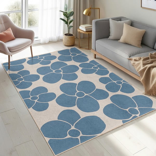 Zils mazgājams celiņa paklājs 80x200 cm Blue Meadow – Mila Home-image-4