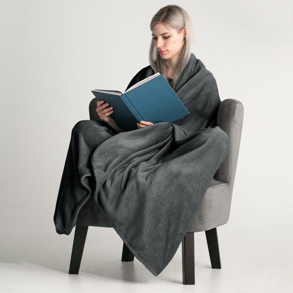 Tumši pelēka mikrošķiedras sega DecoKing Mic, 150 x 200 cm-image-1