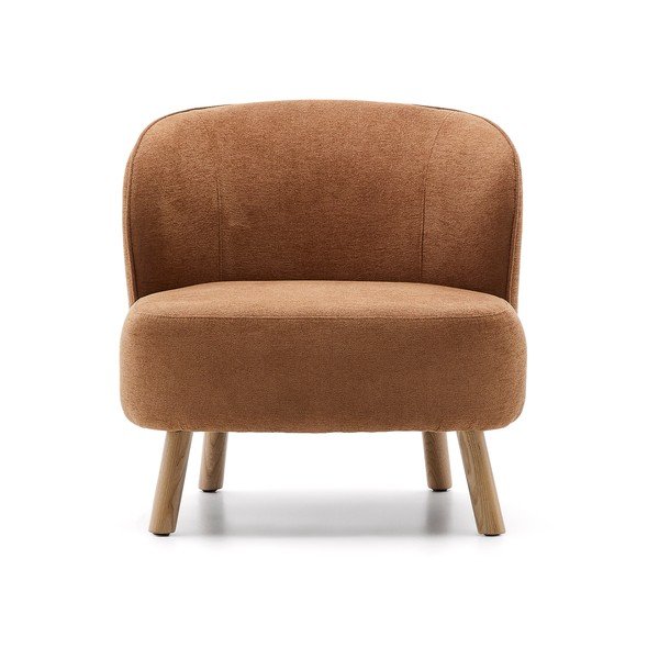 Terakotas oranžs atpūtas krēsls no šenila auduma Ulit – Kave Home-image-2