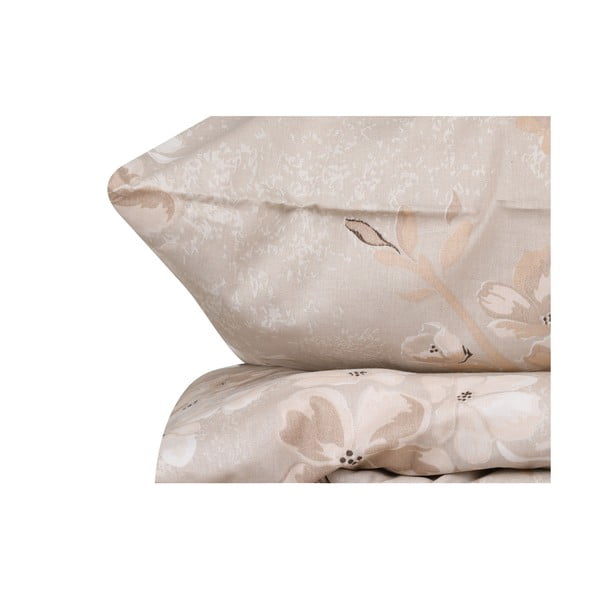 Bēša divguļamā/īpaši gara kokvilnas gultas veļa ar palagu 200x220 cm Elena – Mijolnir-image-2