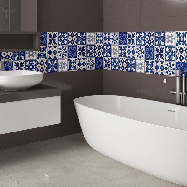 9 sienu uzlīmju komplekts Ambiance Cement Tiles Linia, 10 x 10 cm-image-1