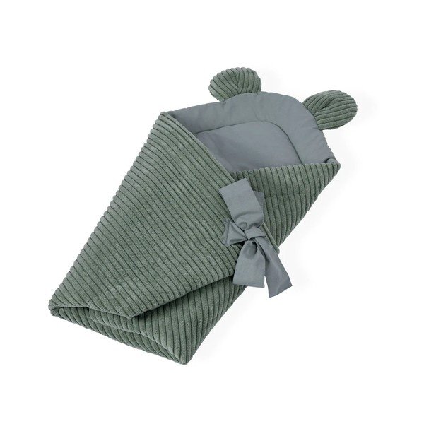 Zaļa velveta bērnu ietinamā sedziņa 35x65 cm – Meowbaby-image-1