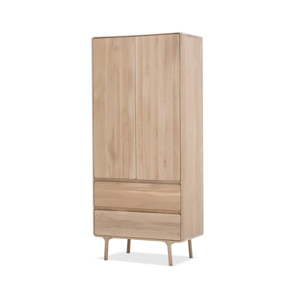 Masīvkoka drēbju skapis ar 2 atvilktnēm Gazzda Fawn-image-2