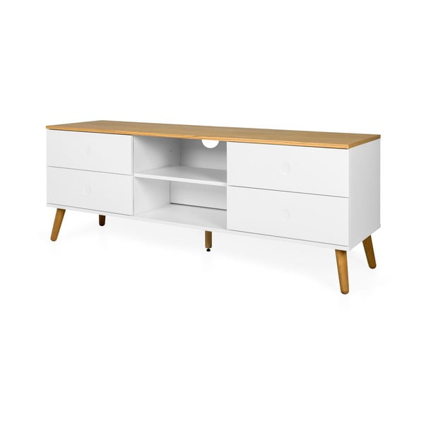 Balta TV kumode ar ozolkoka kājām Tenzo Dot, platums 162 cm-image-3