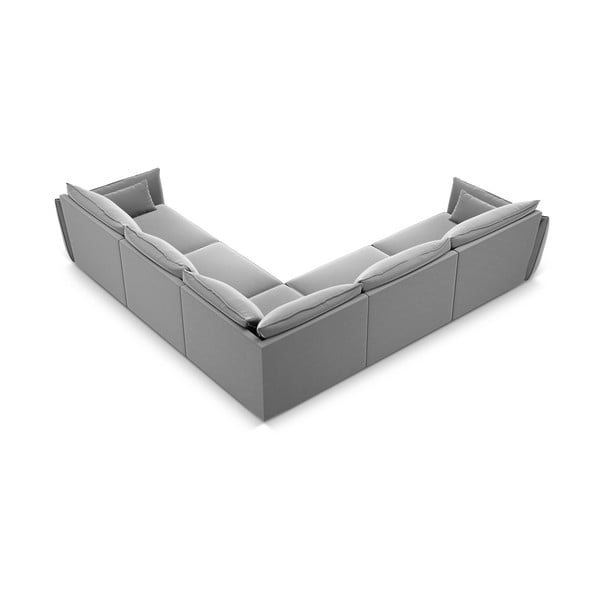Gaiši pelēks samta stūra dīvāns Vanda – Mazzini Sofas-image-3