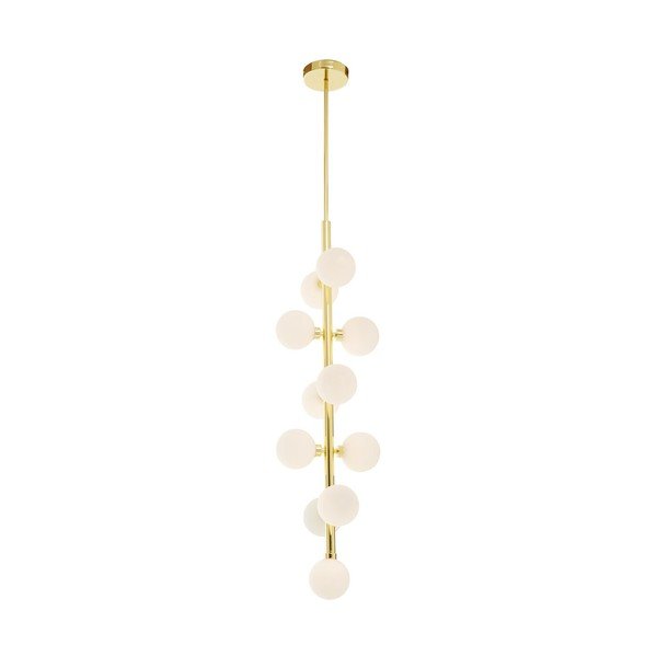 Balta/zelta krāsas metāla piekaramā lampa ar stikla abažūru ø 27 cm Trieste – Premier Housewares