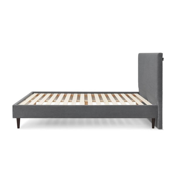 Tumši pelēka velvets divguļamā gulta Bobochic Paris Anja Dark, 180 x 200 cm-image-2