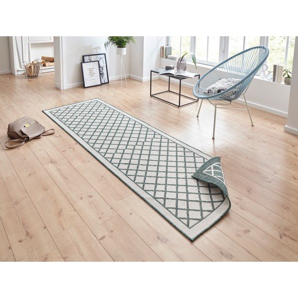 Zaļš un krēmkrāsas āra paklājs NORTHRUGS Sydney, 80 x 250 cm-image-1