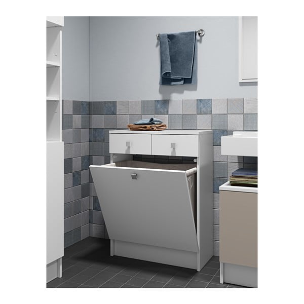 Balts vannas istabas skapītis veļas grozam Symbiosis Combi, platums 60 cm-image-2