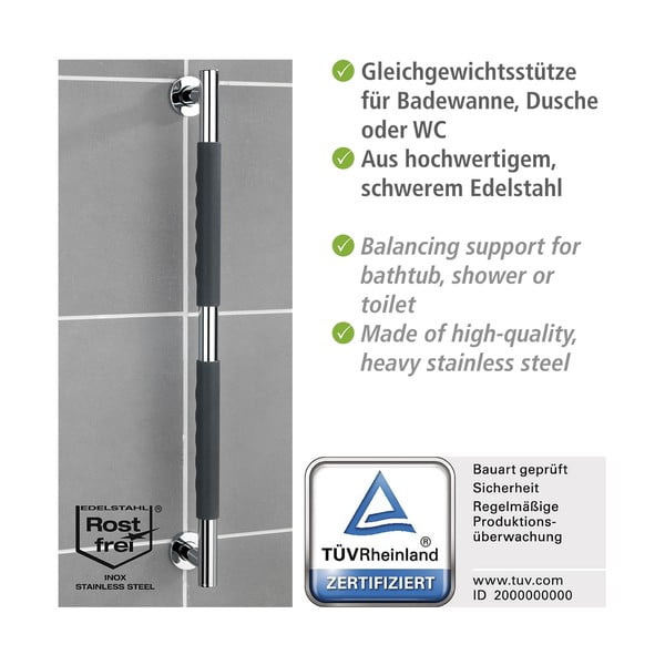 Nerūsējošā tērauda sienas vannas istabas drošības rokturis Secura – Wenko-image-4