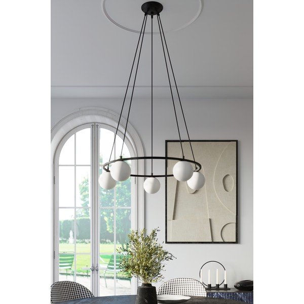 Balta/melna piekaramā lampa ar stikla abažūru Umerta – Sollux-image-1