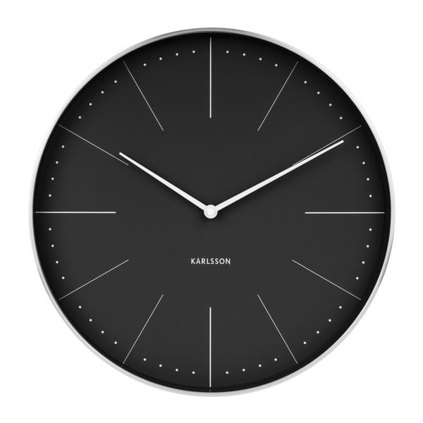 Melns sienas pulkstenis ar sudraba detaļām Karlsson Normann, ⌀ 38 cm