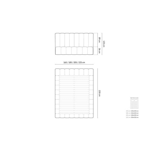 Gaiši pelēka polsterēta divvietīga gulta ar veļas kasti un redelēm 160x200 cm Kelp – Micadoni Home-image-4