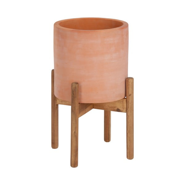 Terakotas puķu pods uz koka pamatnes Kave Home Dalva, ⌀ 30 cm-image-2