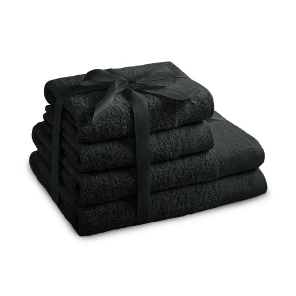 Melni frotē kokvilnas dvieļi komplektā (4 gab.) Amari – Restilo