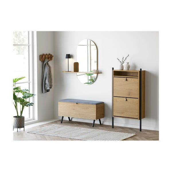 Dabīga toņa lāde ar ozolkoka imitāciju 92x48x33 cm Barco – House Nordic-image-2