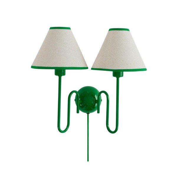 Zaļa/bēša lina sienas lampa ar vadu Juliet – Jotex