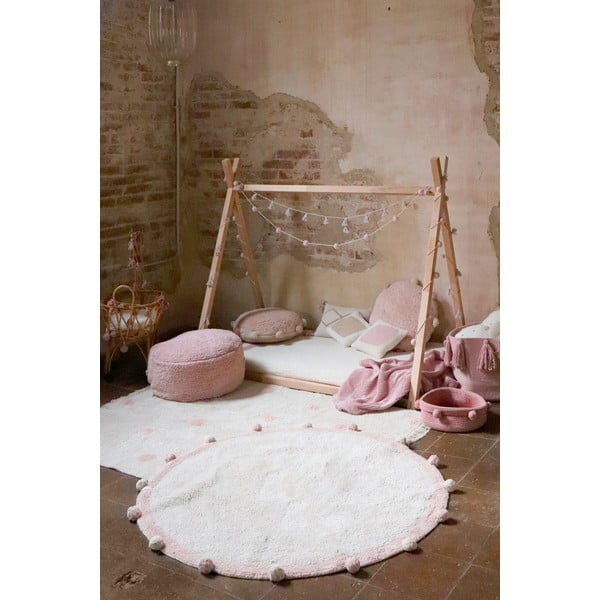 Krēmkrāsas mazgājams/ar rokām darināts kokvilnas bērnu paklājs ø120 cm Bubbly Vintage Nude – Lorena Canals-image-3