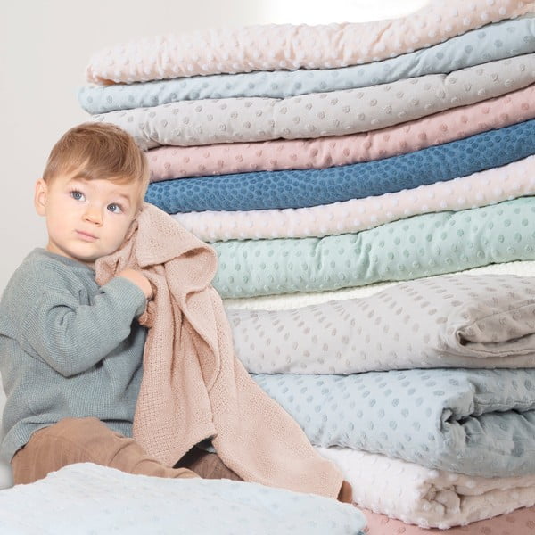Bēša kokvilnas adīta bērnu sega 80x80 cm Frosty Almond – Roba-image-4