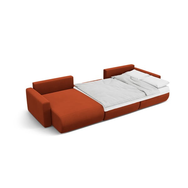 Ķieģeļu sarkans samta stūra dīvāns ar uzglabāšanas vietu (U veida) Belfast – Cosmopolitan Design-image-4