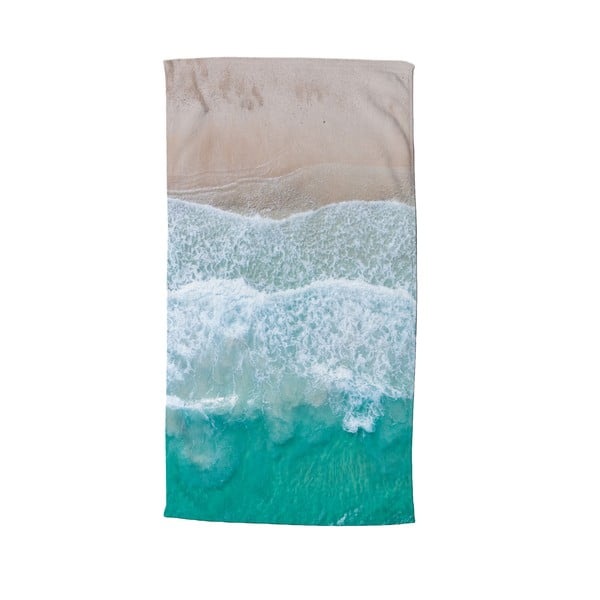 Bēšs/tirkīzzils pludmales dvielis 100x180 cm – Good Morning
