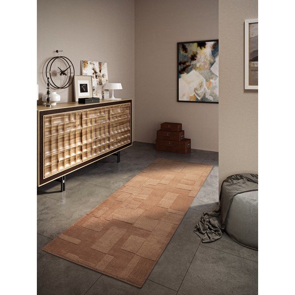 Brūns ar rokām darināts vilnas celiņa paklājs 80x250 cm Wilhelmine – Villeroy&Boch-image-1