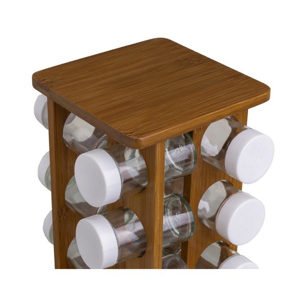 Garšvielu trauki ar statīvu (12 gab.) Bamboo Walnut – Casa Selección-image-4