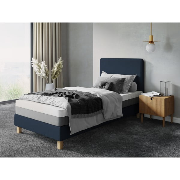 Tumši zila polsterēta vienvietīga gulta ar redelēm 90x200 cm Lotus – Cosmopolitan Design-image-4