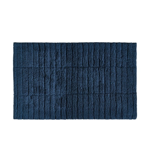 Tumši zils kokvilnas vannasistabas paklājs Zone Tiles, 80 x 50 cm