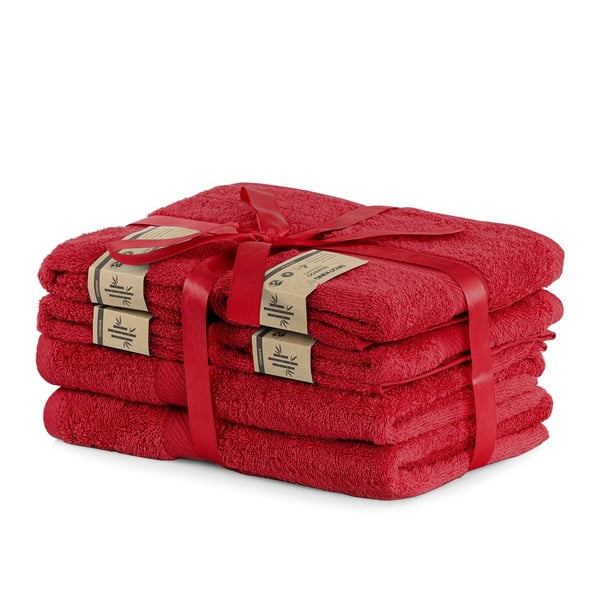 2+4 sarkanu dvieļu komplekts DecoKing Bamby Red-image-1