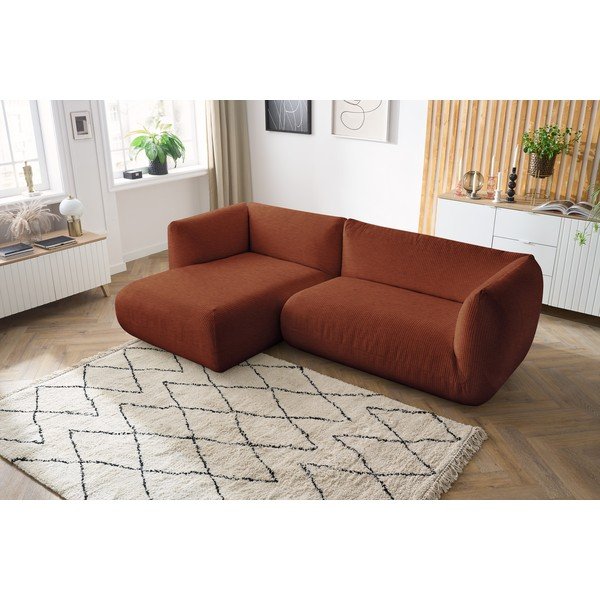 Oranžs velveta stūra dīvāns (kreisais stūris) Lecomte – Bobochic Paris-image-1