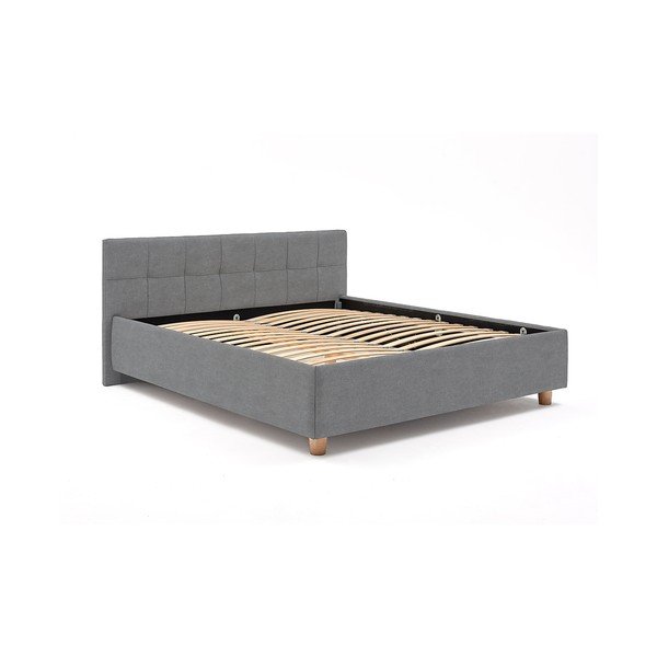 Pelēka divguļamā gulta ar režģi un glabāšanas vietu ProSpánek Leda, 180 x 200 cm-image-2