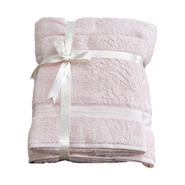 Gaiši rozā frotē kokvilnas dvieļu komplekts (2 gab.) – Foutastic