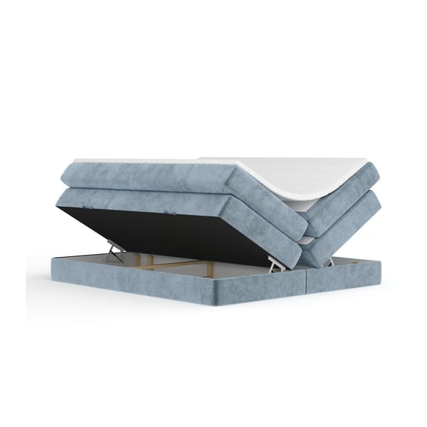 Zila atsperu gulta ar veļas kasti/bez galvgaļa 140x200 cm Juniper – Maison de Rêve-image-3