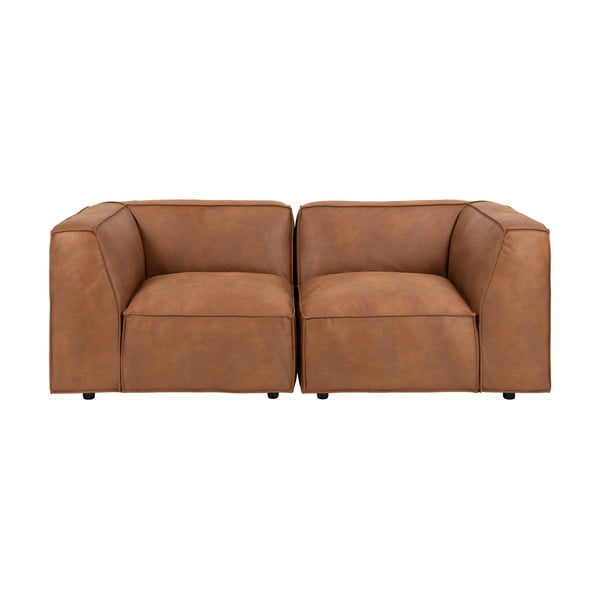 Konjakbrūns dīvāns no ādas imitācijas 208 cm Fairfield Kentucky – Bonami Selection