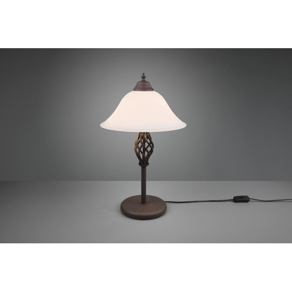 Tumši brūna galda lampa ar stikla abažūru (augstums 50 cm) Rustica – Trio-image-4