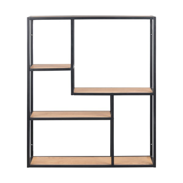 Melns/dabīga toņa sienas grāmatplaukts ar ozolkoka imitāciju 75x91 cm Seaford – Actona