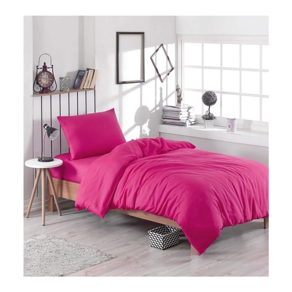 Rozā gultas veļa ar gultas pārklāju vienvietīgai gultai Rose, 160 x 220 cm