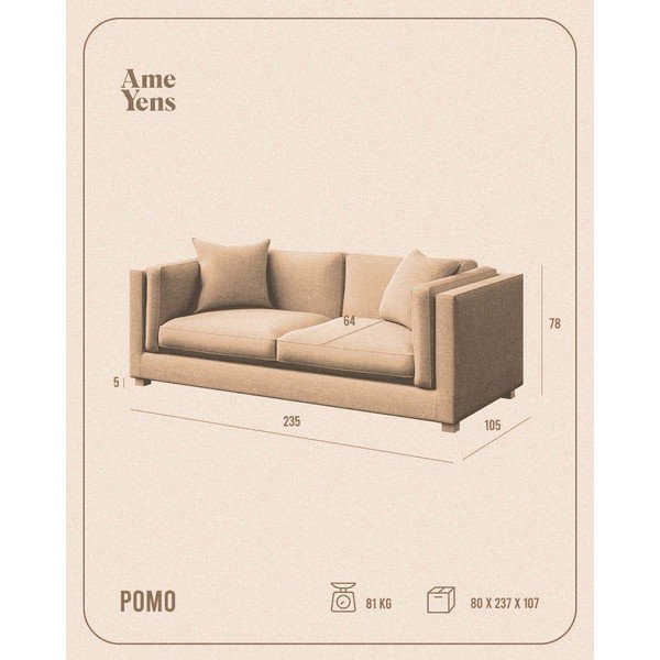 Bēšs dīvāns 235 cm Pomo – Ame Yens-image-4
